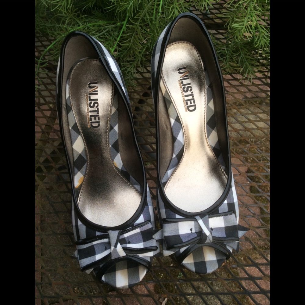 Unlisted Gingham check & bow peeptoe Size 6